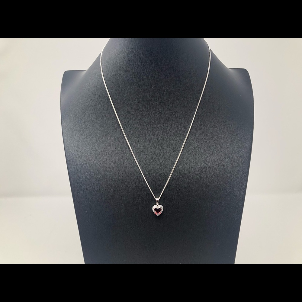 Sterling silver heart garnet cz necklace pendant